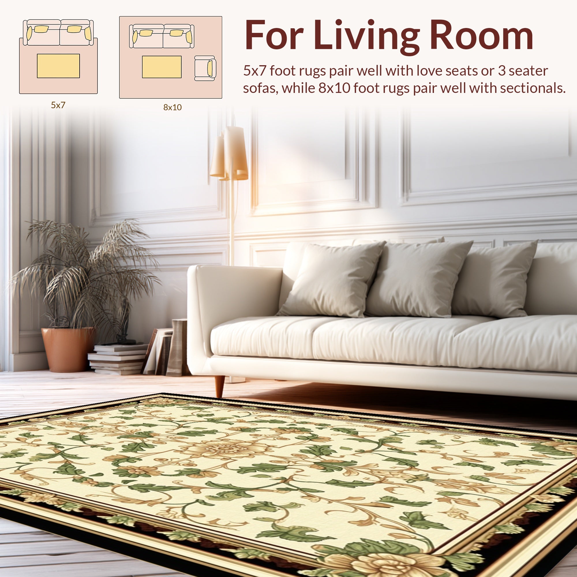 Classic Floral Vine Scroll Pattern Rug