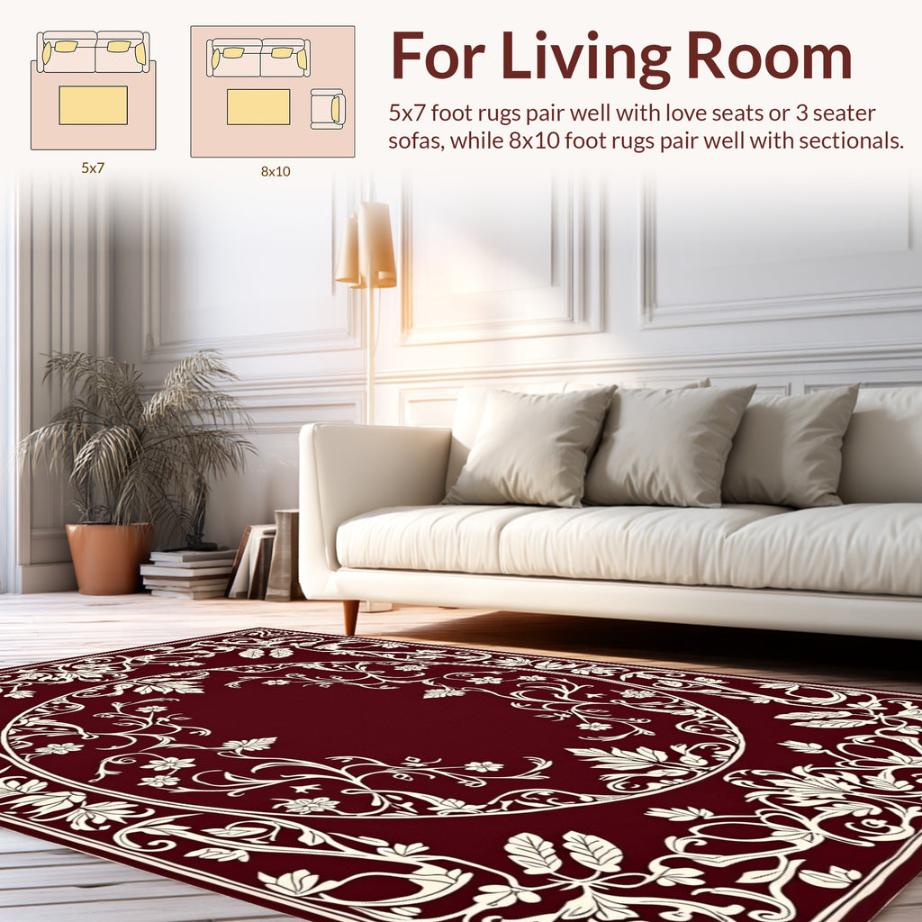 Classic Floral Border with Cream Accents Rug