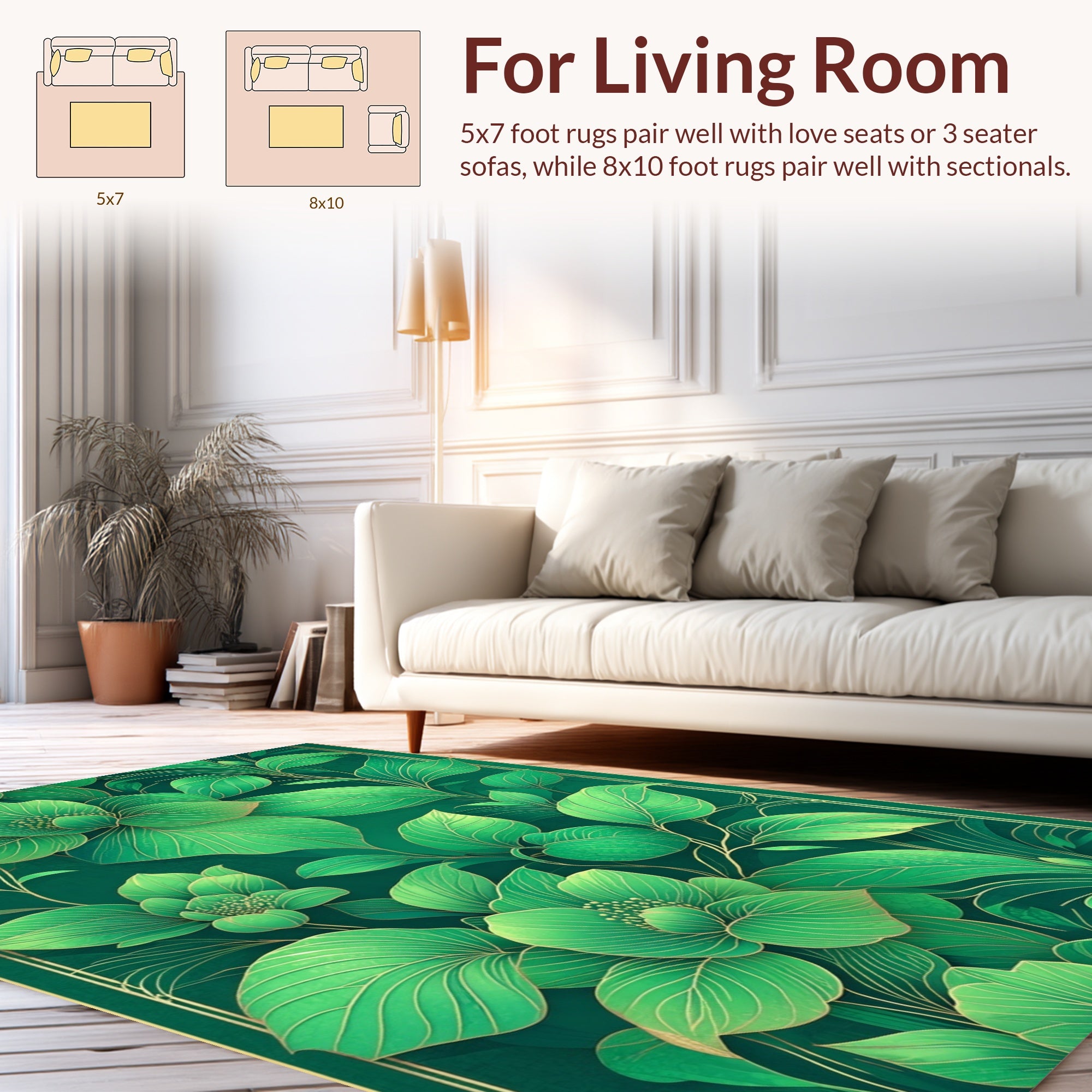 Emerald Green Floral Vine Rug