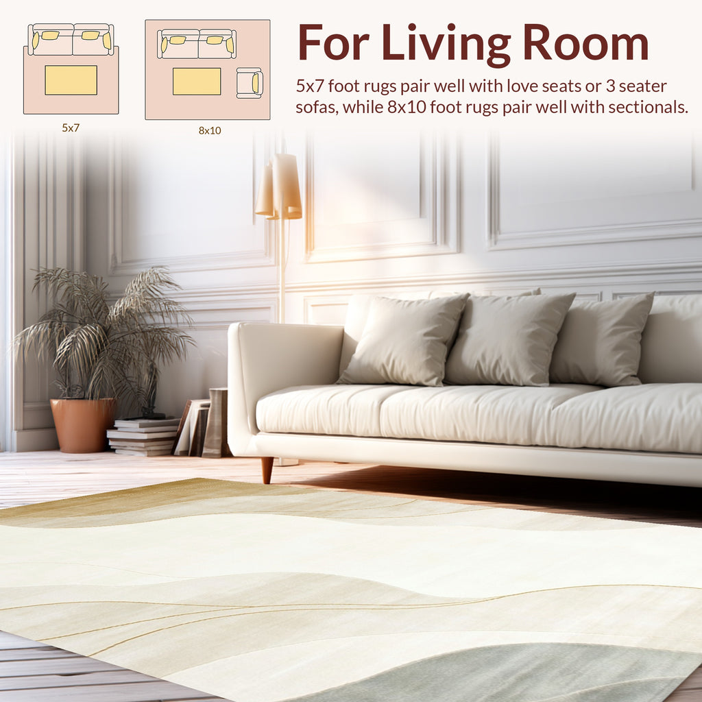 Neutral Wave Abstract Rug