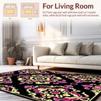 Floral Damask Pattern with Pink Yellow Rug