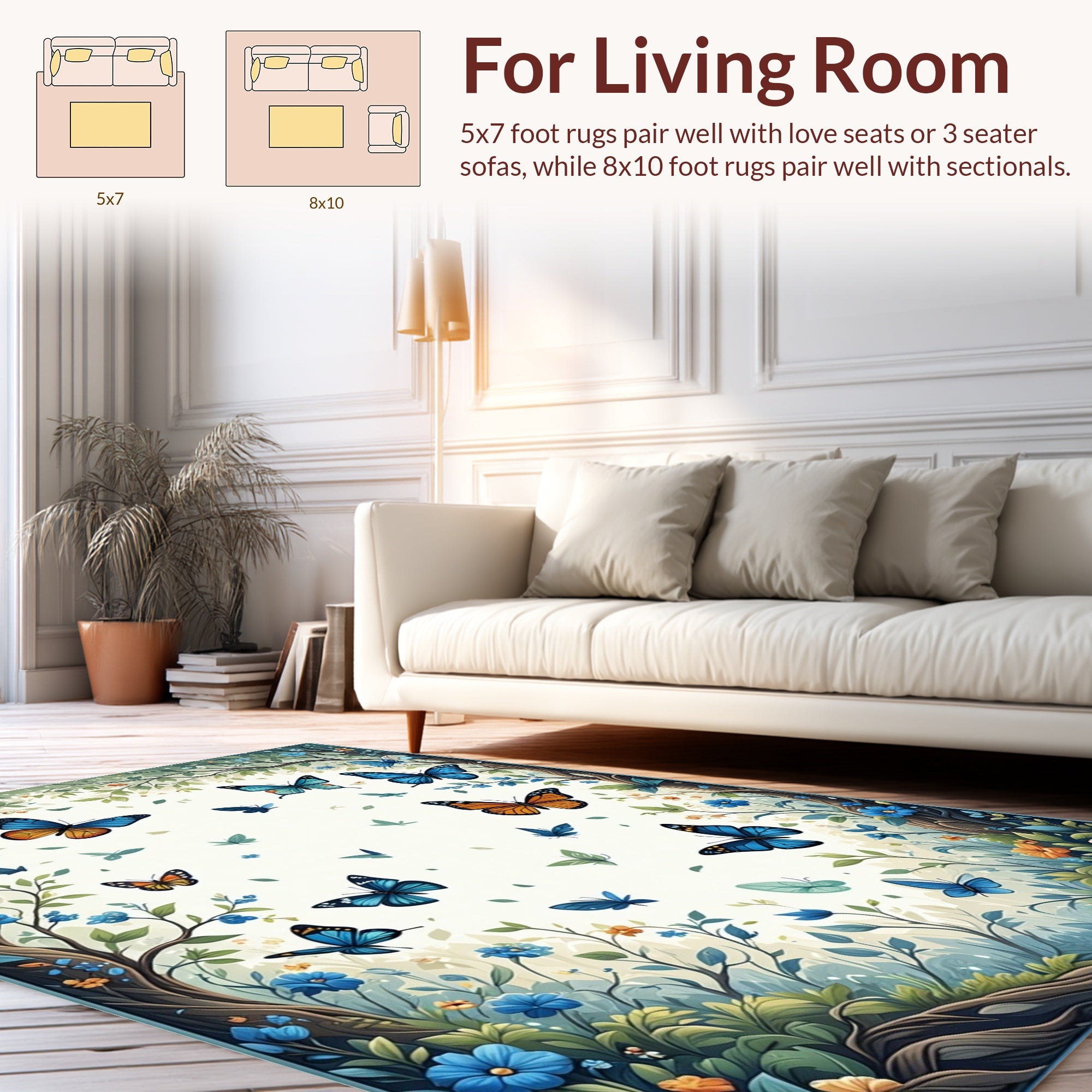 Whimsical Butterfly Forest Pattern Rug