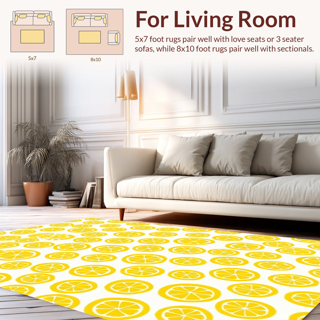 Bright Yellow Citrus Theme Rug
