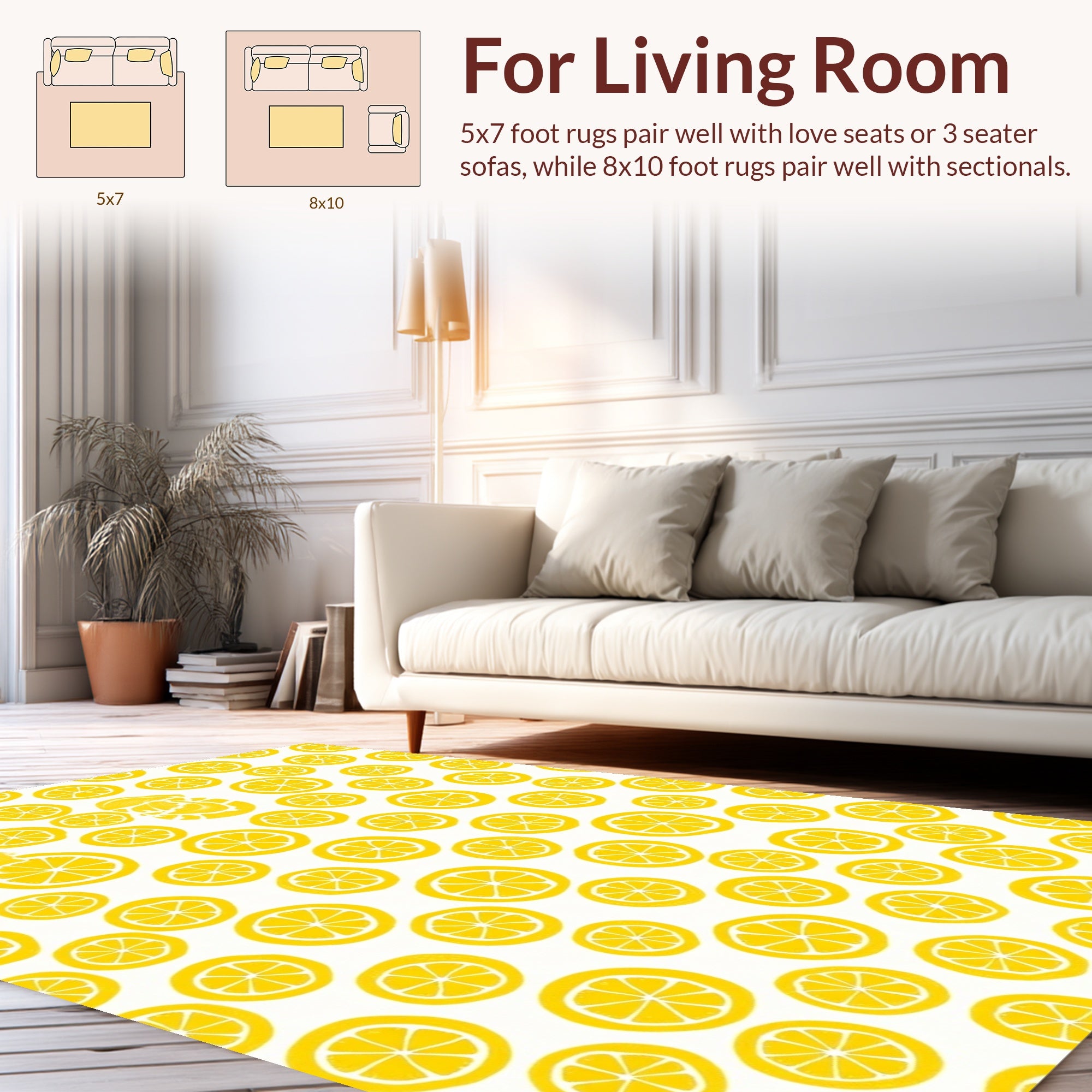 Bright Yellow Citrus Theme Rug