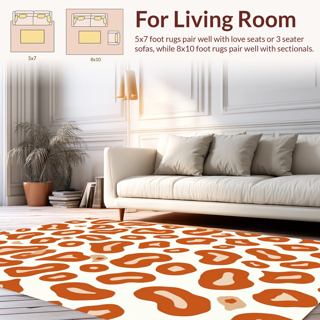 Bold Orange And Beige Animal Print Rug