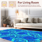 Blue Swirl Floral Abstract Design Rug