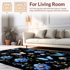 Whimsical Butterflies Blue Floral Pattern Rug