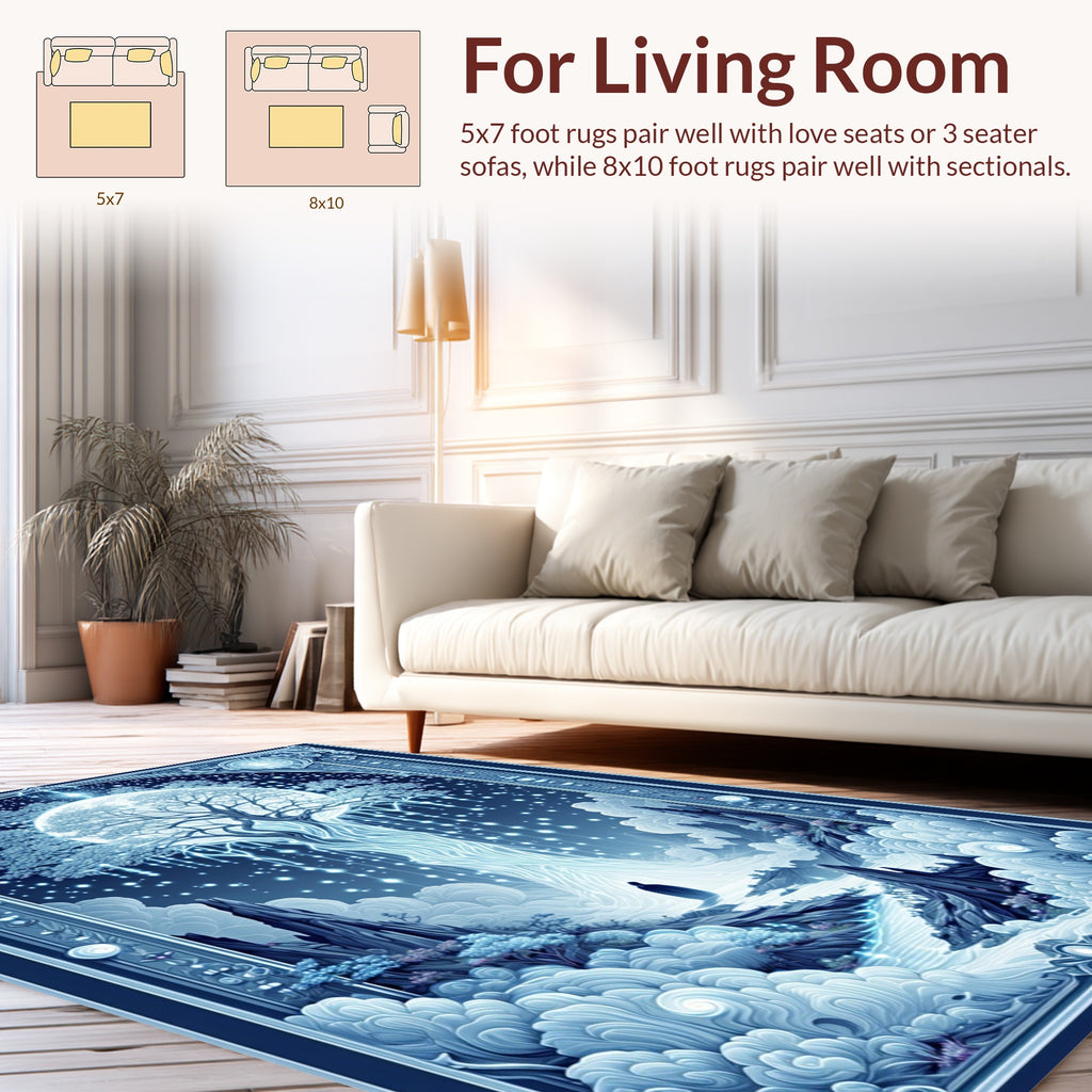 Mystical Blue Tree of Life Landscape Rug