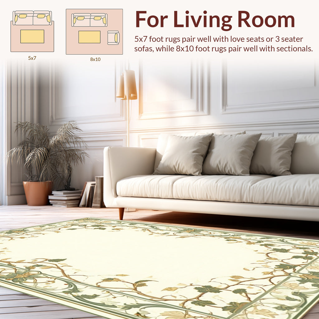 Ornate Leafy Vine Border Design Rug