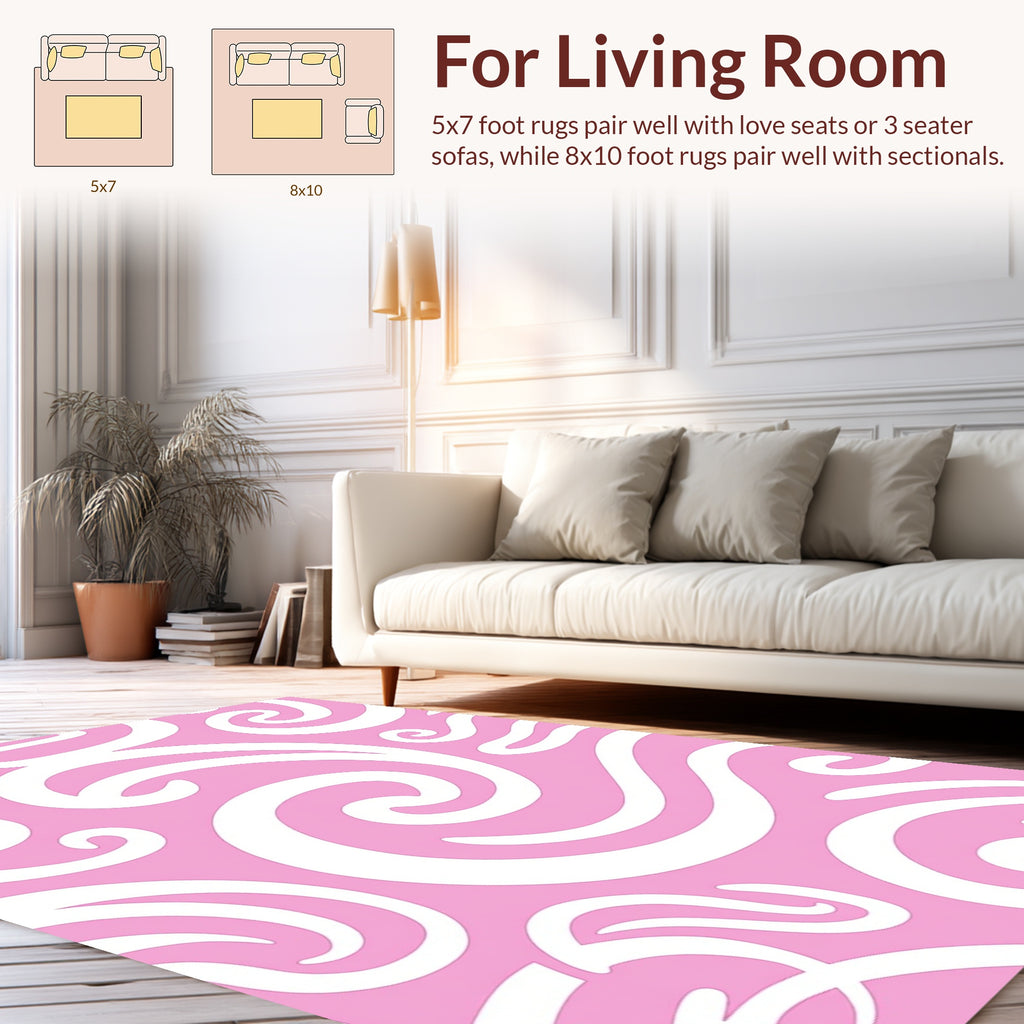 Classic Pink Swirl Pattern Design Rug