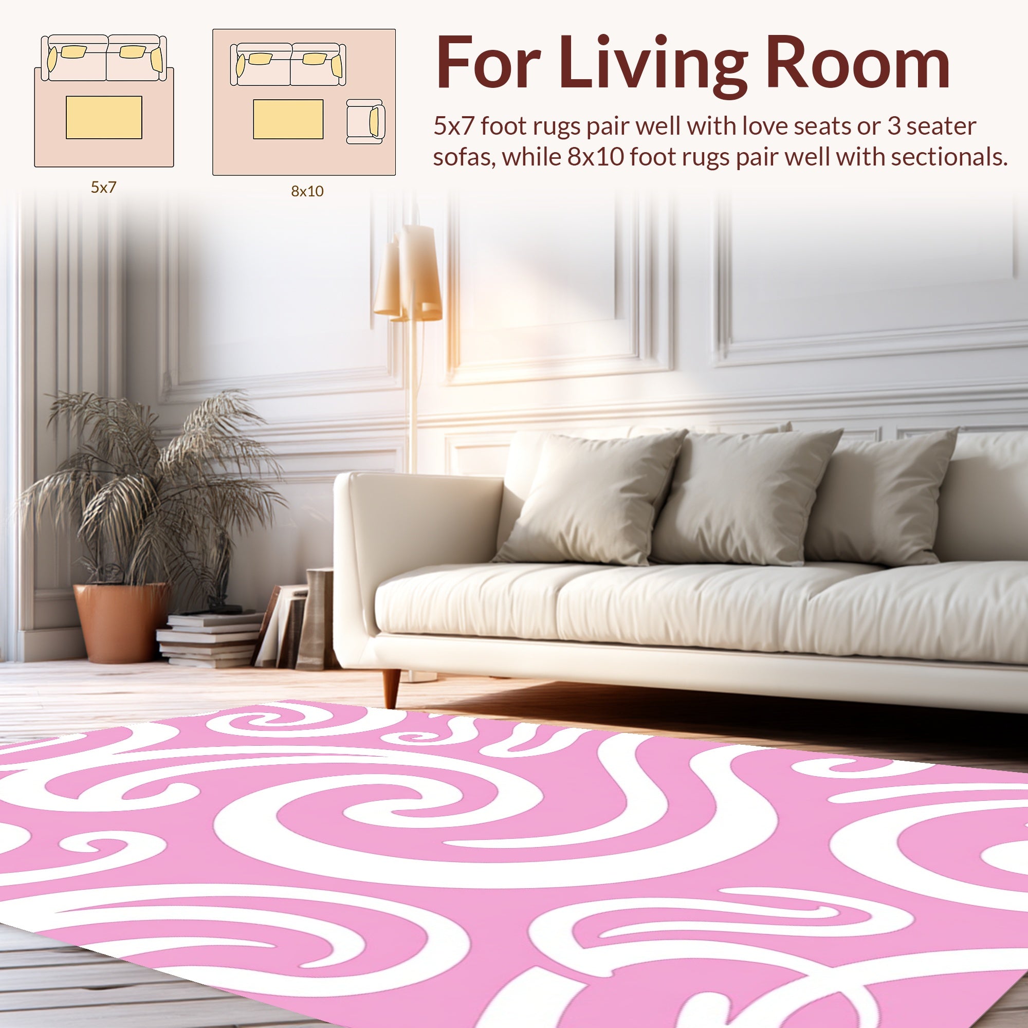 Classic Pink Swirl Pattern Design Rug