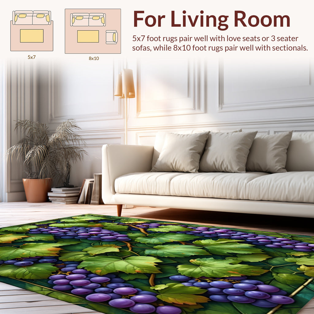 Vineyard Grape Leaf Pattern Rug