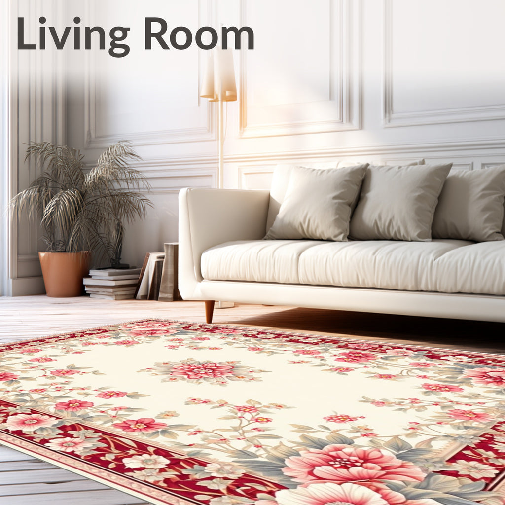 Ornate Floral Vine Cream Rug