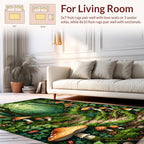 Enchanted Forest Mushroom Scene Rug