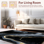 Dark Swirls Gold Streaked Pattern Rug