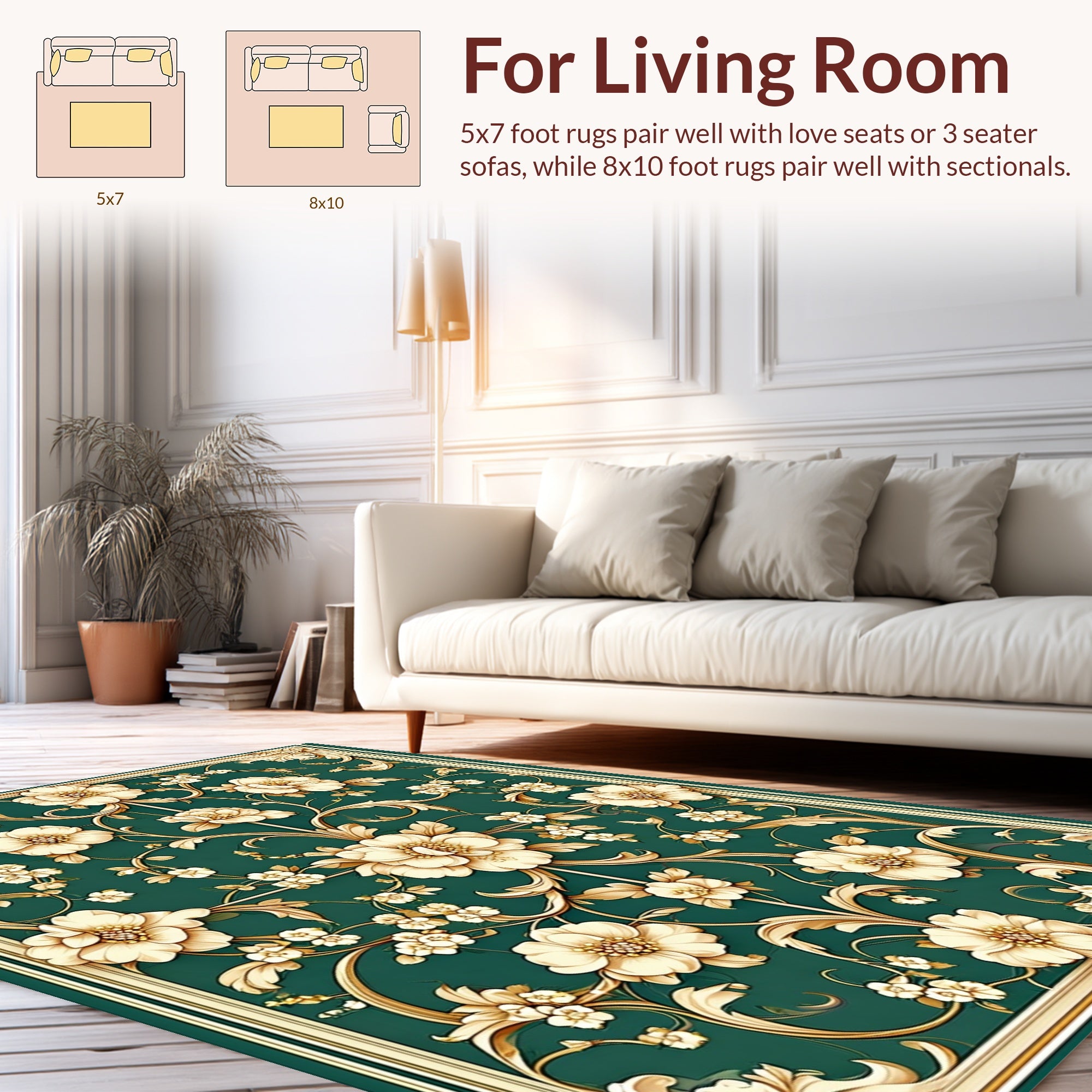 Ornate Floral Scrollwork Pattern Rug
