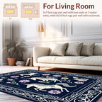 Whimsical Unicorn Floral Meadow Design Rug