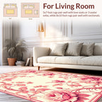Pink Rose Floral Vine Pattern Rug