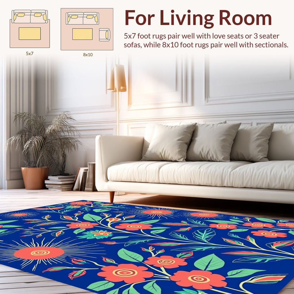 Coral Flower and Leaf Pattern Rug