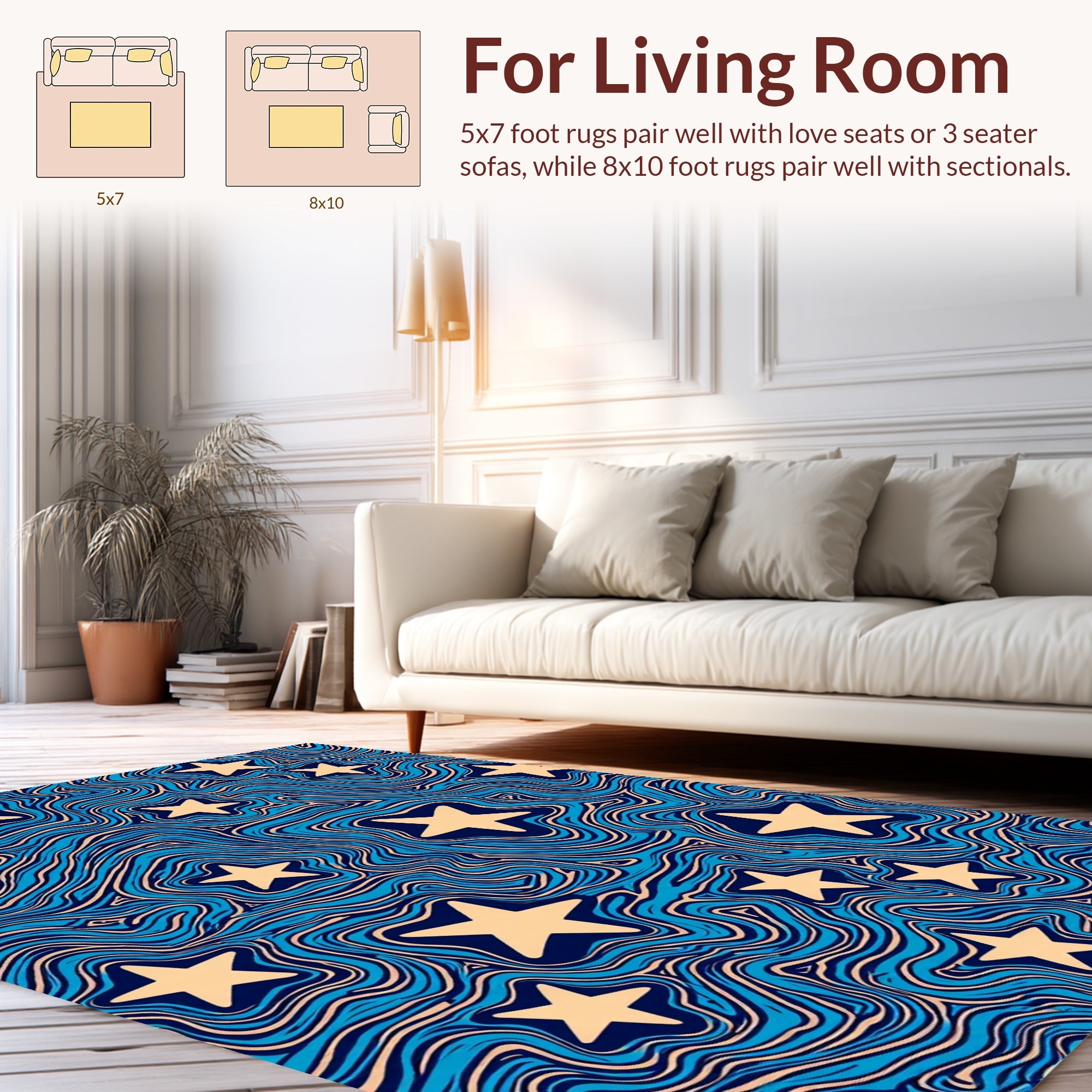 Wavy Star Pattern Rug