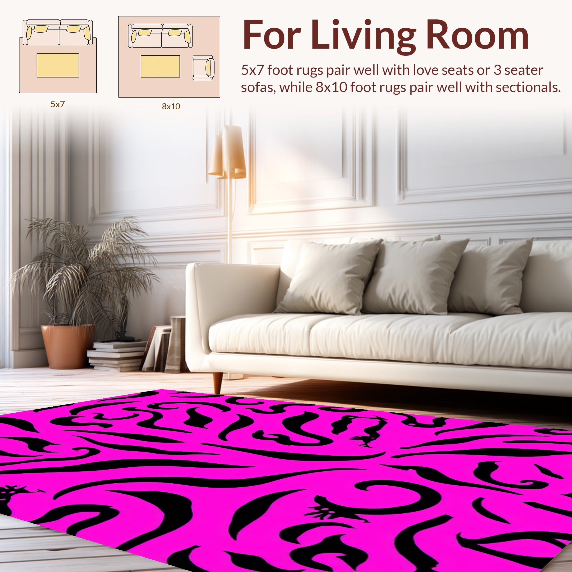 Wild Zebra Print Whimsical Pattern Rug