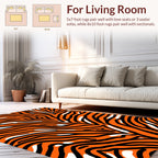 Bold Orange Black Stripes Pattern Rug