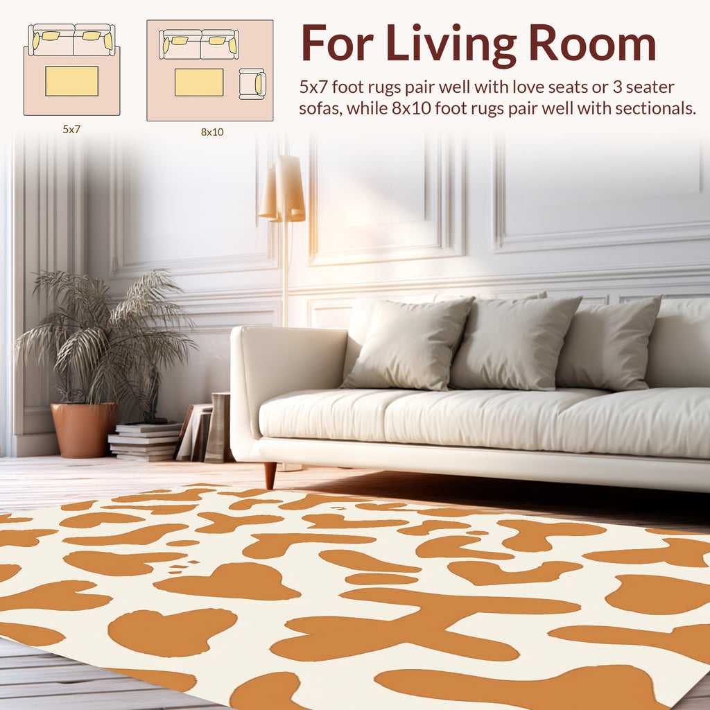 Abstract Terracotta Blob Pattern Rug