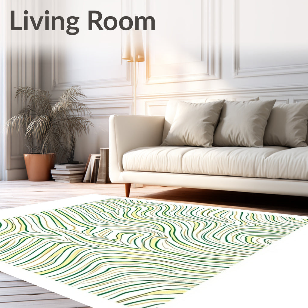 Wavy Wood Grain Green Gold Rug