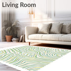 Wavy Wood Grain Green Gold Rug
