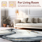 Abstract Gold Veined Marble Pattern Rug