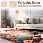 Floral Serene Landscape Birds Mountains Rug