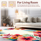 Tropical Hibiscus Floral Palm Leaf Design Rug