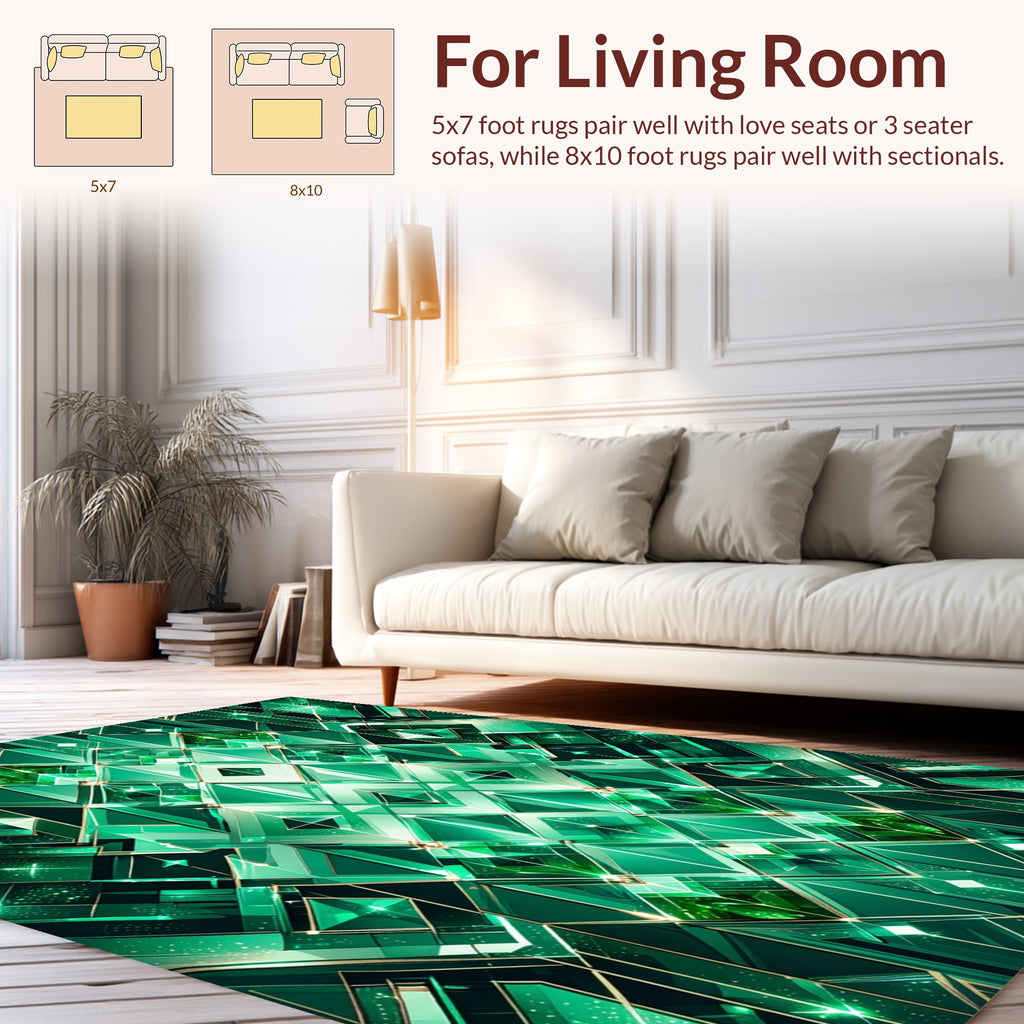 Emerald Geometric Crystal Design Rug