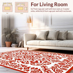 Intricate Red Floral Scrollwork Design Rug