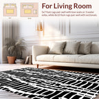 Abstract Black White Wavy Stripes Rug