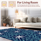 White Starfish with Teal Leaf Pattern Rug