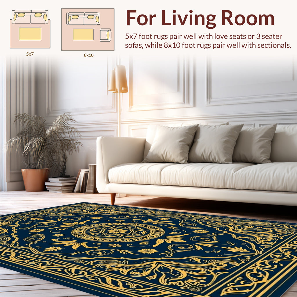 Ornate Floral Emblem Pattern Rug