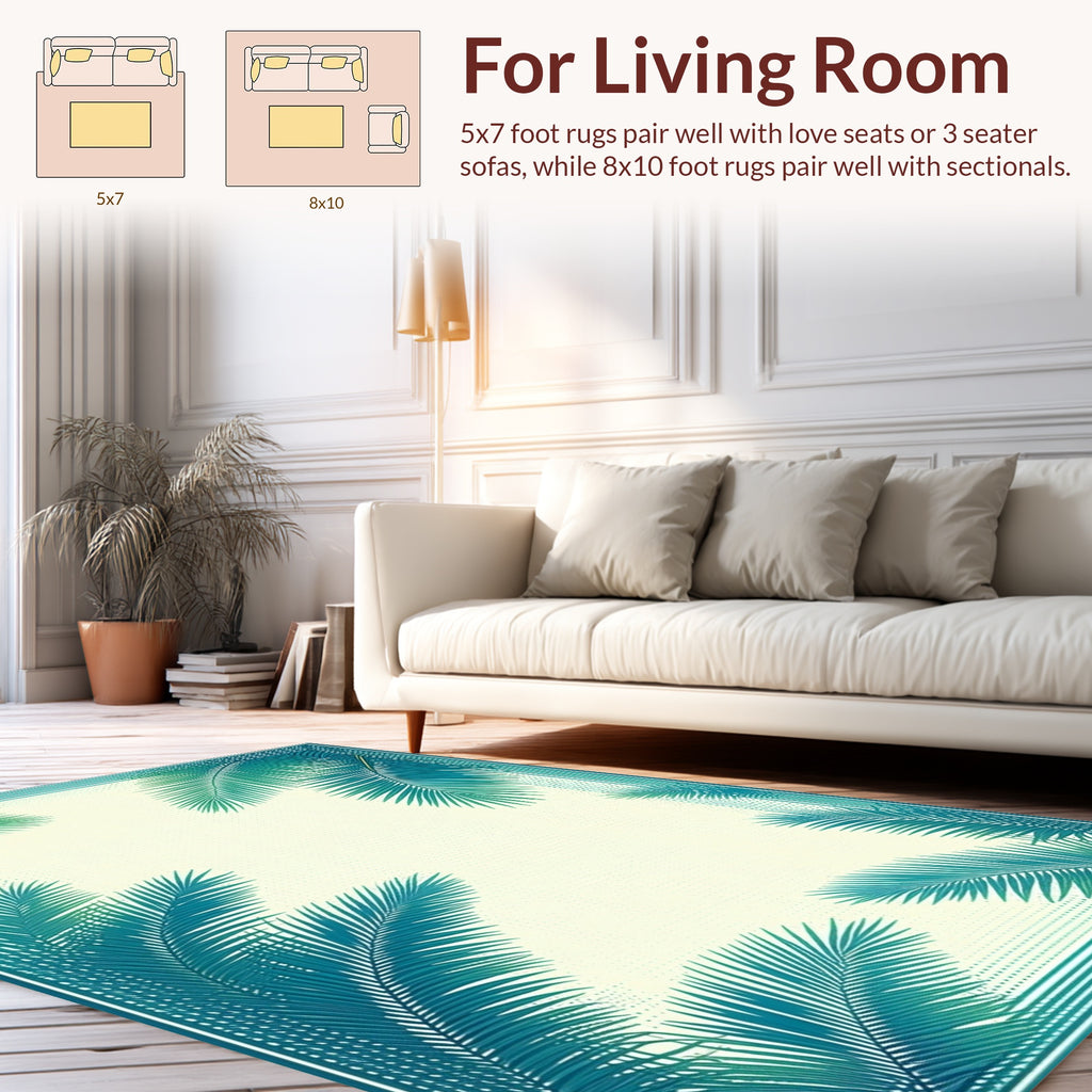 Tropical Leaf Bordered Design Rug
