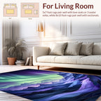 Aurora Borealis Mountain Landscape Rug