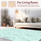 Pale Green Botanical Line Art Rug