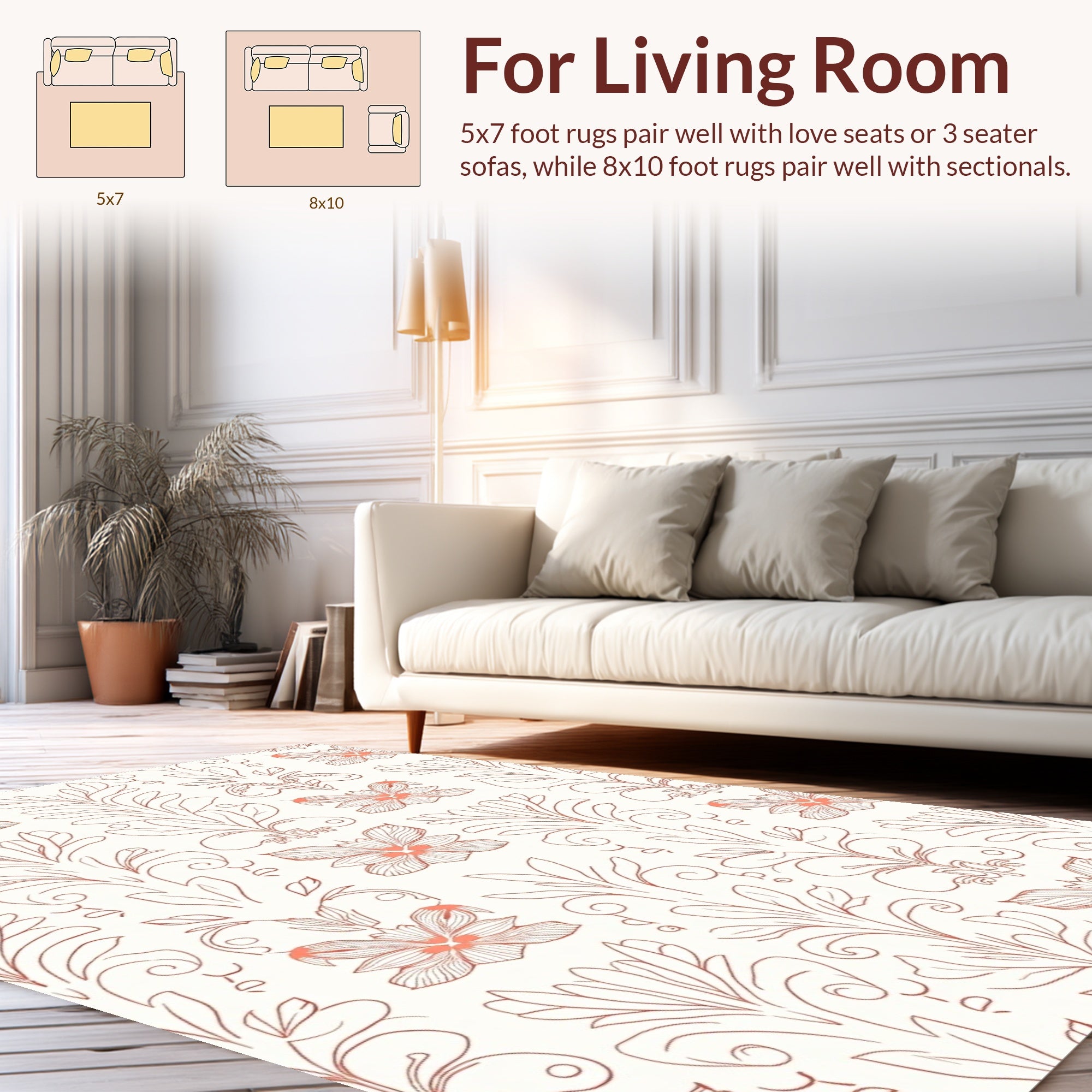 Floral Art Nouveau Styled Abstract Pattern Rug