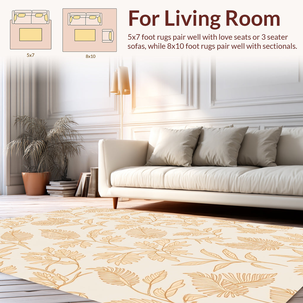 Botanical Outline Warm Hues Pattern Rug