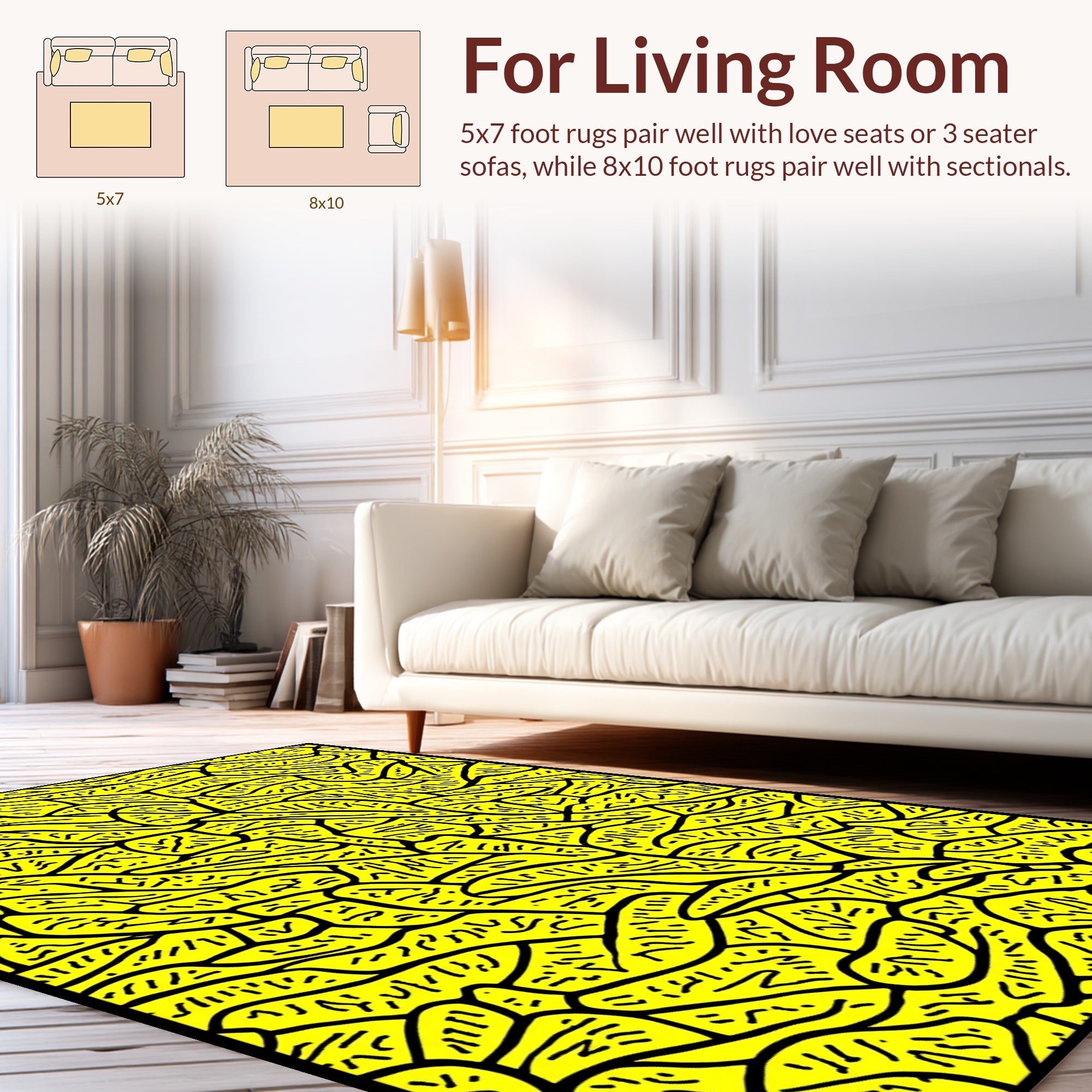 Abstract Yellow Organic Pattern Rug