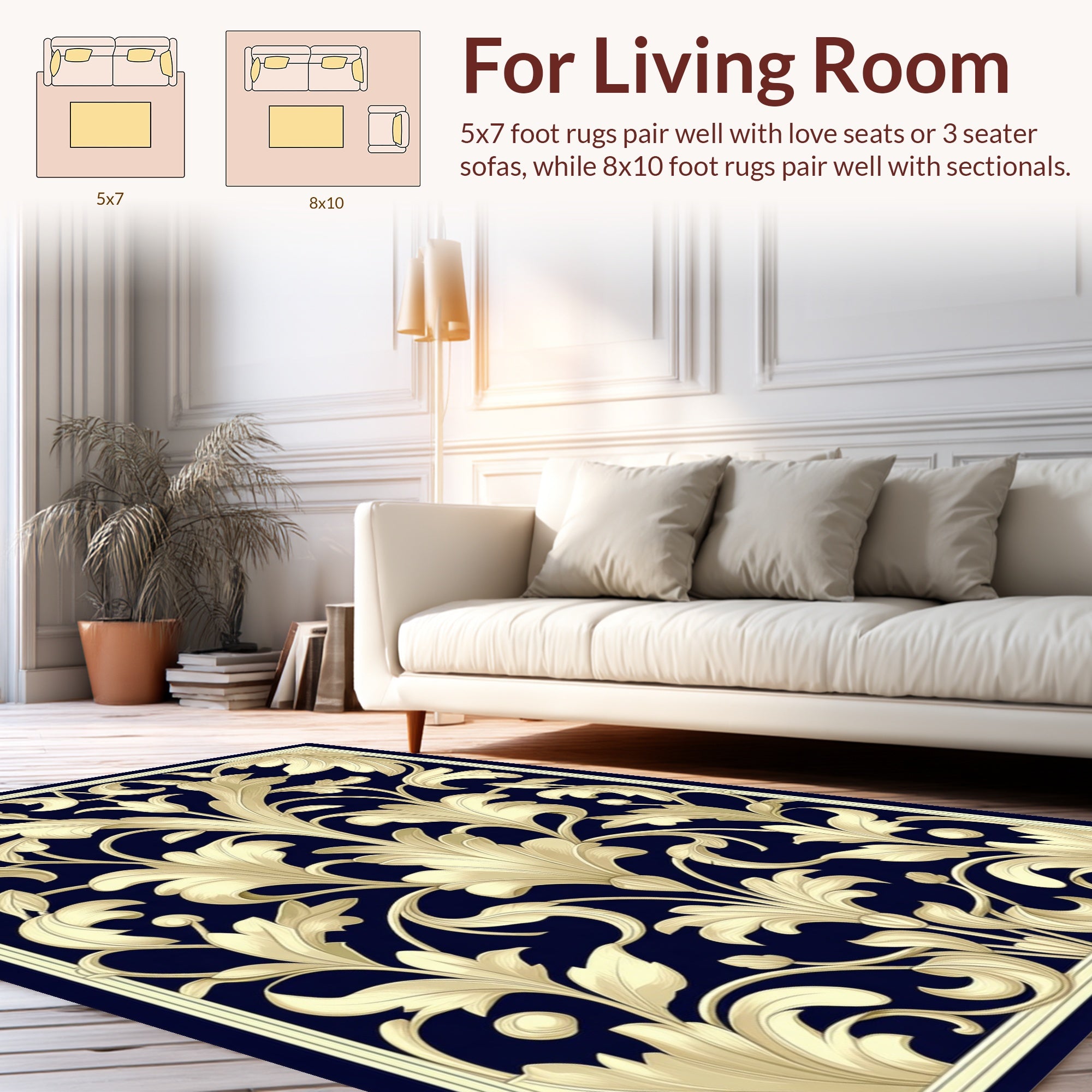 Grand Acanthus Leaf Scroll Design Rug