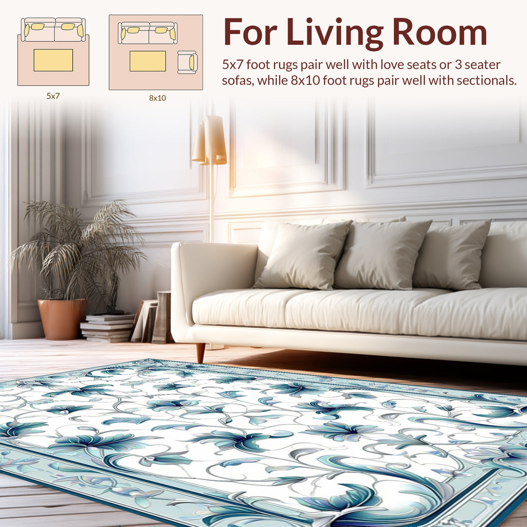 Art Nouveau Floral Scroll Pattern Rug