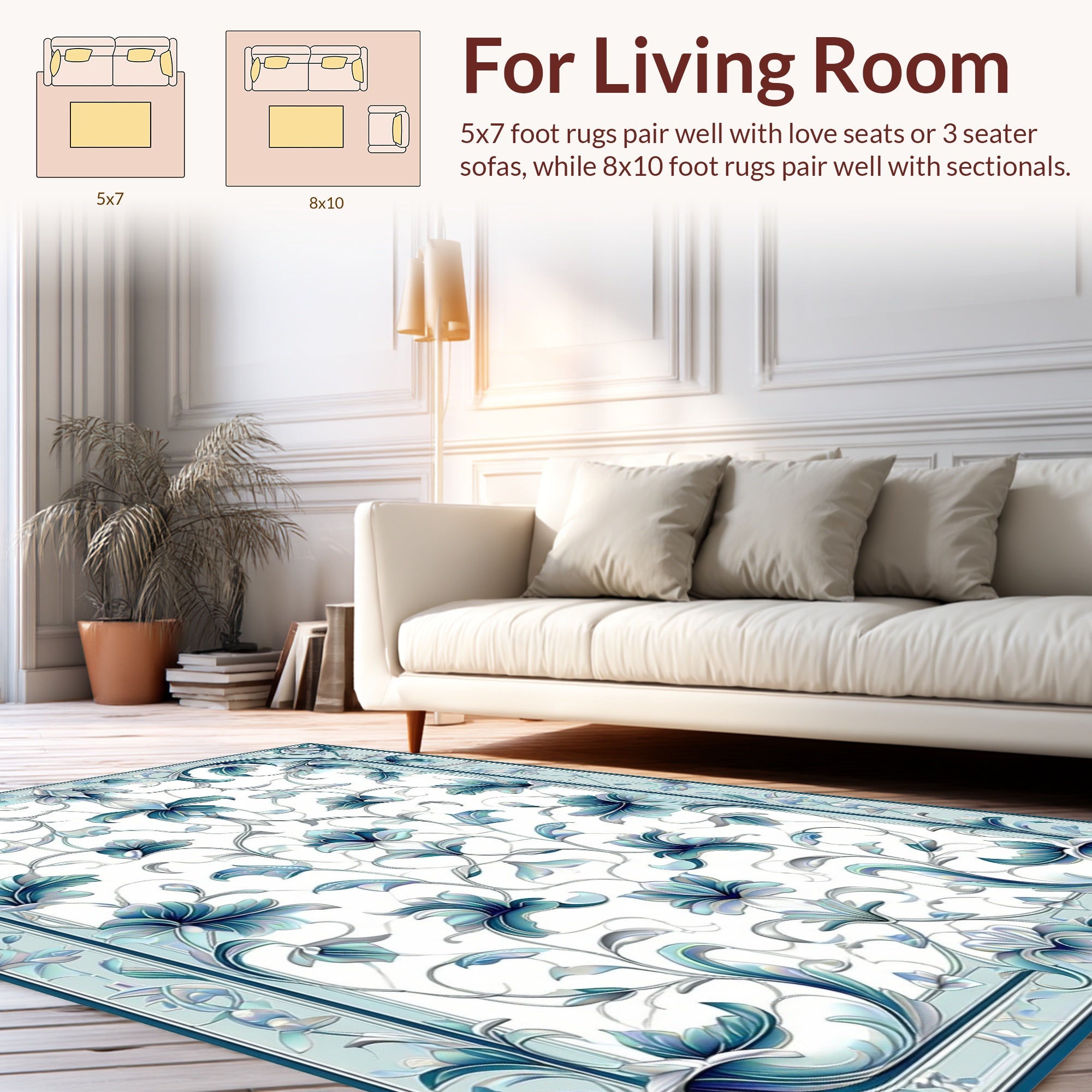 Art Nouveau Floral Scroll Pattern Rug