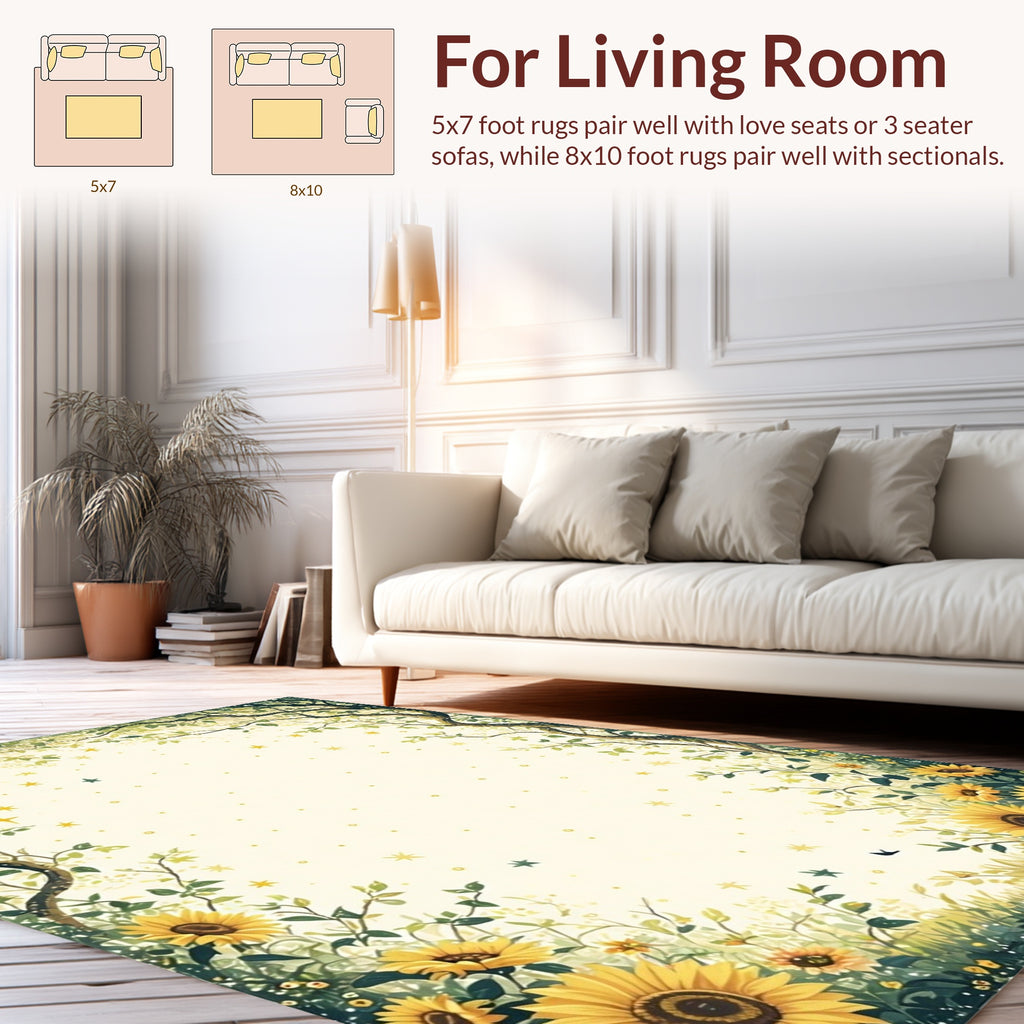 Whimsical Sunflower Garden Scene Rug