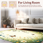 Whimsical Butterflies Floral Meadow Design Rug