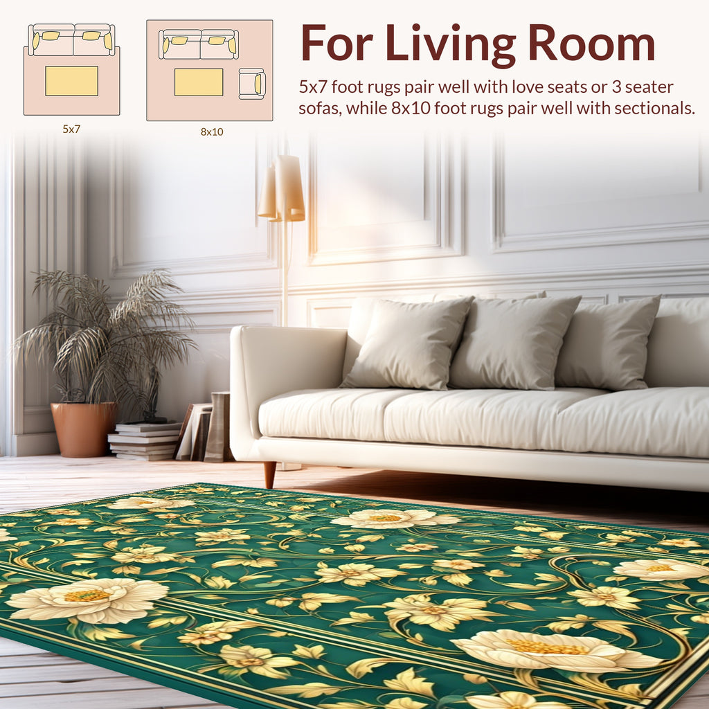 Ornate Floral Vine Pattern Rug