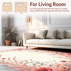 Soft Coral Floral Branches Pattern Rug